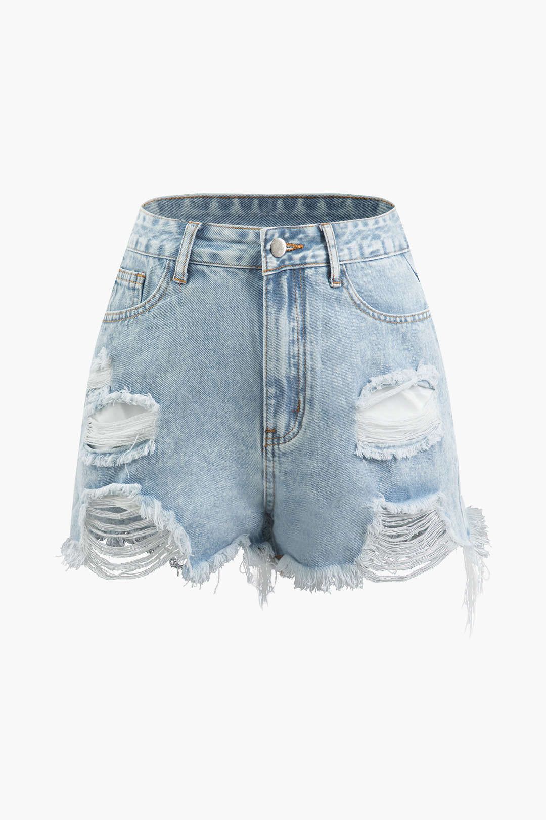 Frayed Trim Denim Shorts sold by Micas