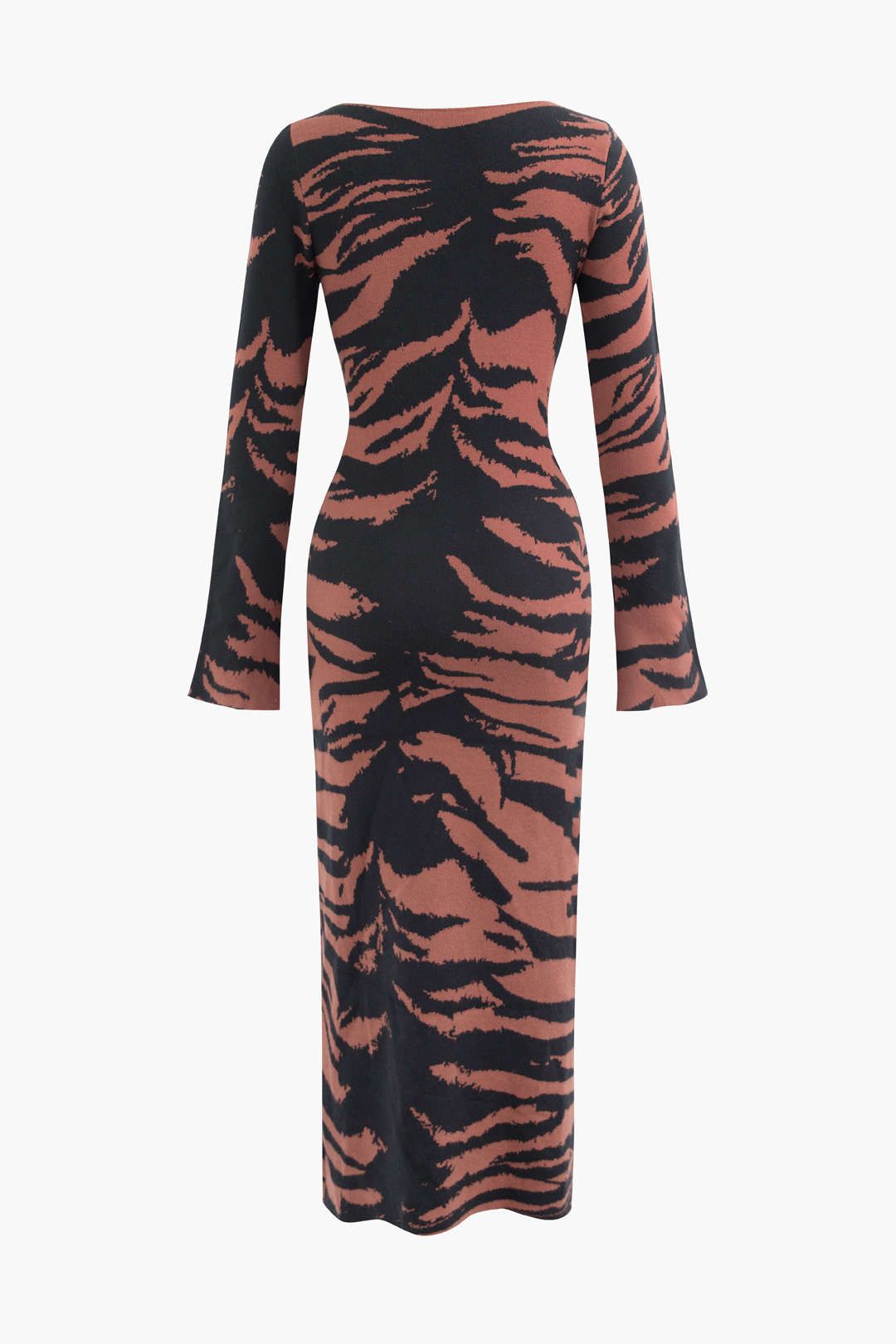 Tiger Print Round Neck Side Cut Out Knit Maxi Dress sold by Micas product image thumbnail 2