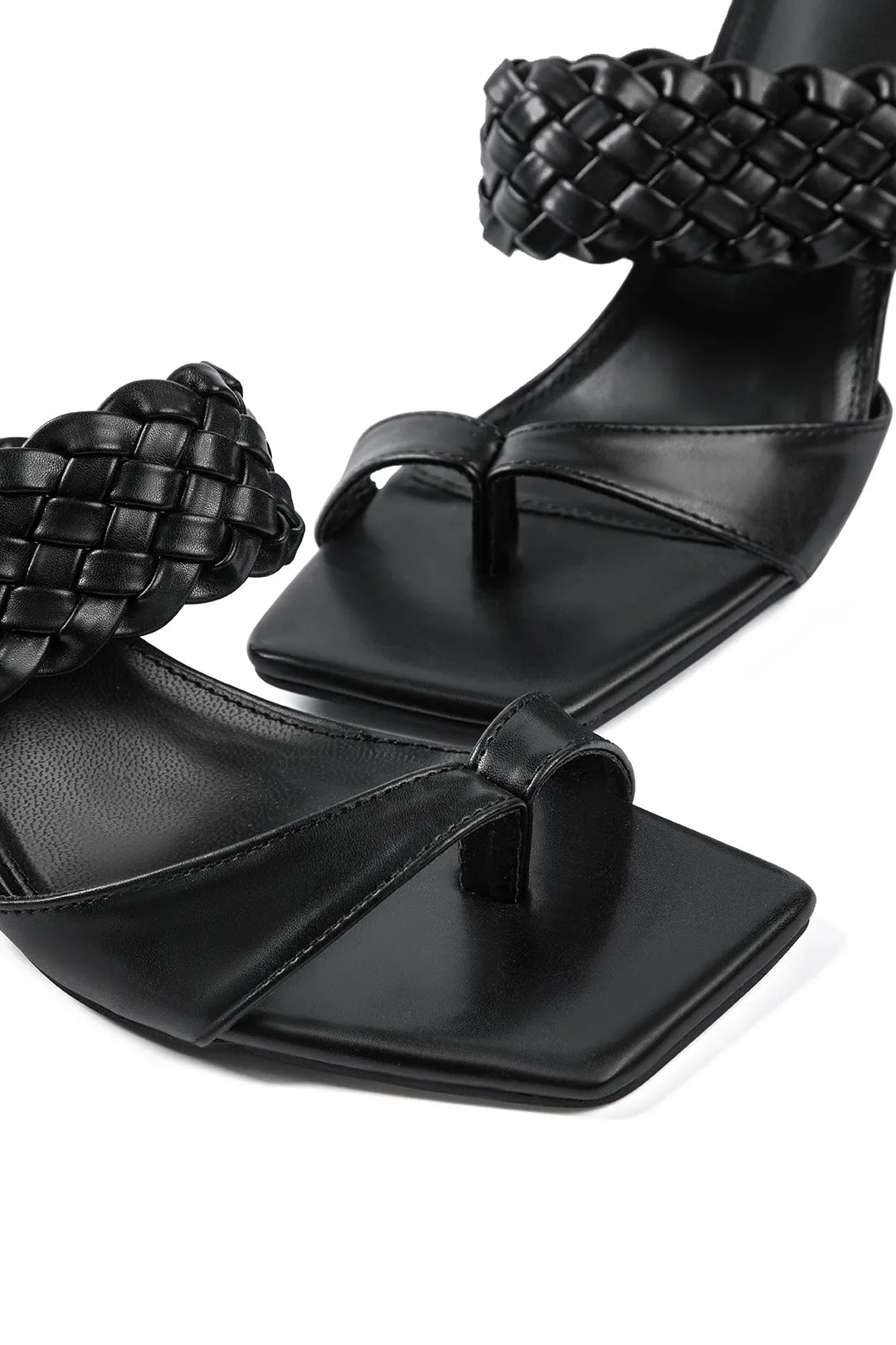 Faux Leather Braided Strap Mid Heel Sandals sold by Micas product image thumbnail 3