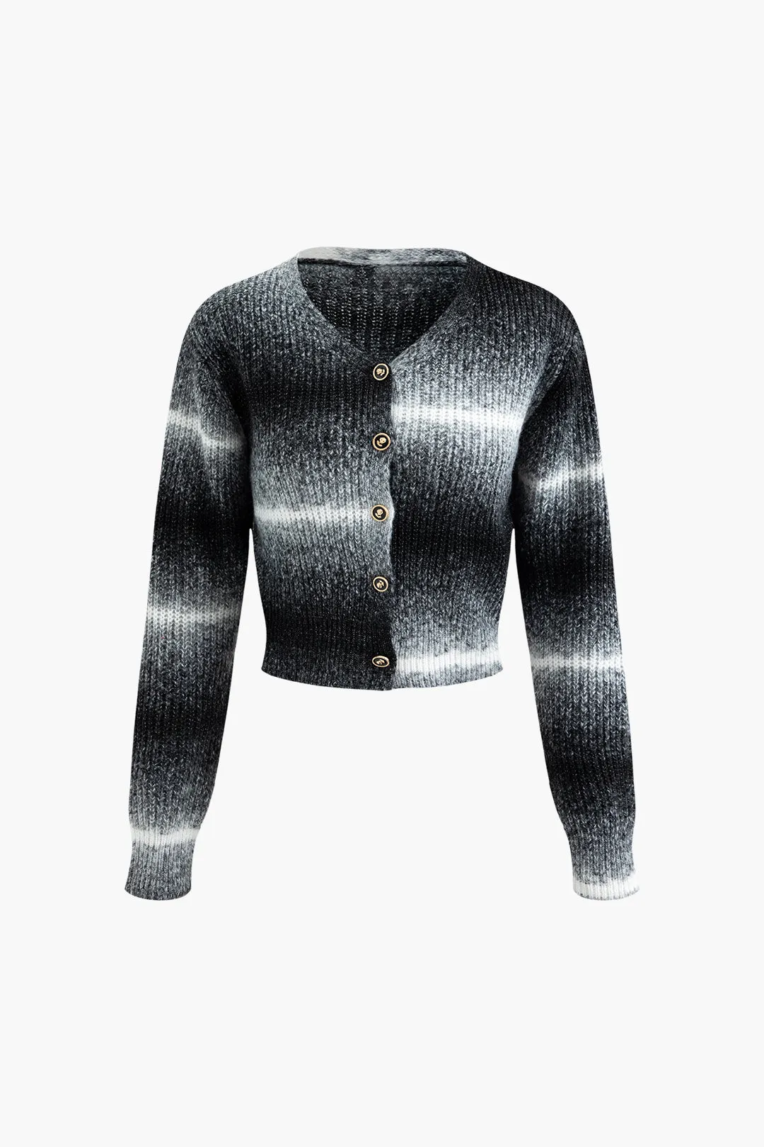 Ombre V-neck Button Up Knit Cardigan sold by Micas