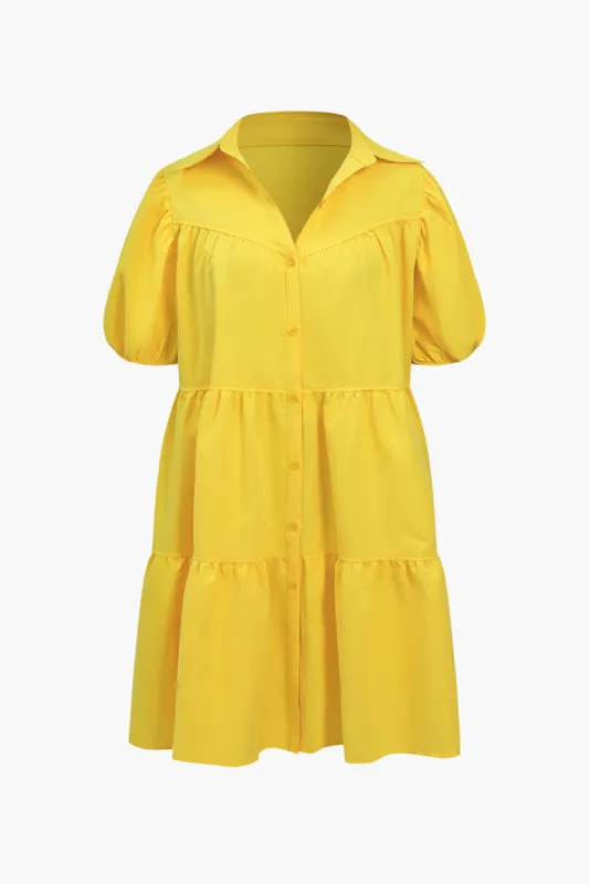 Plus Size Solid Shirt Mini Dress sold by Micas