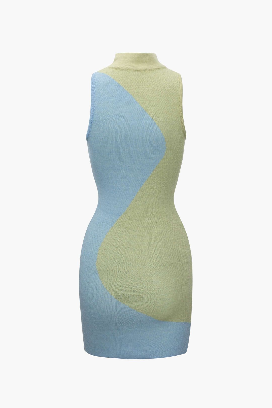 Contrast Mock Neck Knit Sleeveless Mini Dress sold by Micas product image thumbnail 2