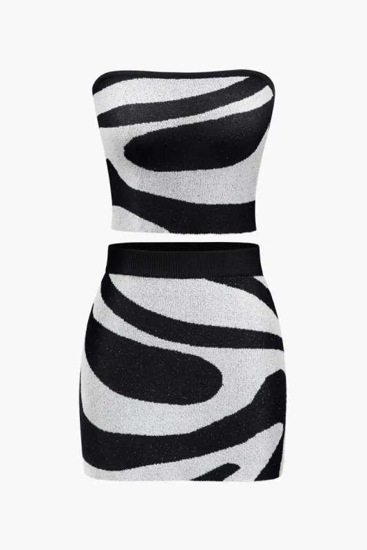 Swirl Knit Tube Top And Mini Skirt Set sold by Micas
