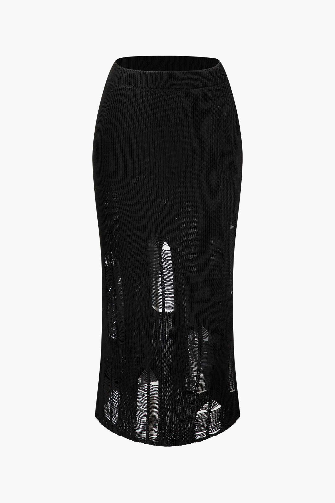 Distressed Laddered Knit Crop Tank Top And Maxi Skirt Set sold by Micas product image thumbnail 3