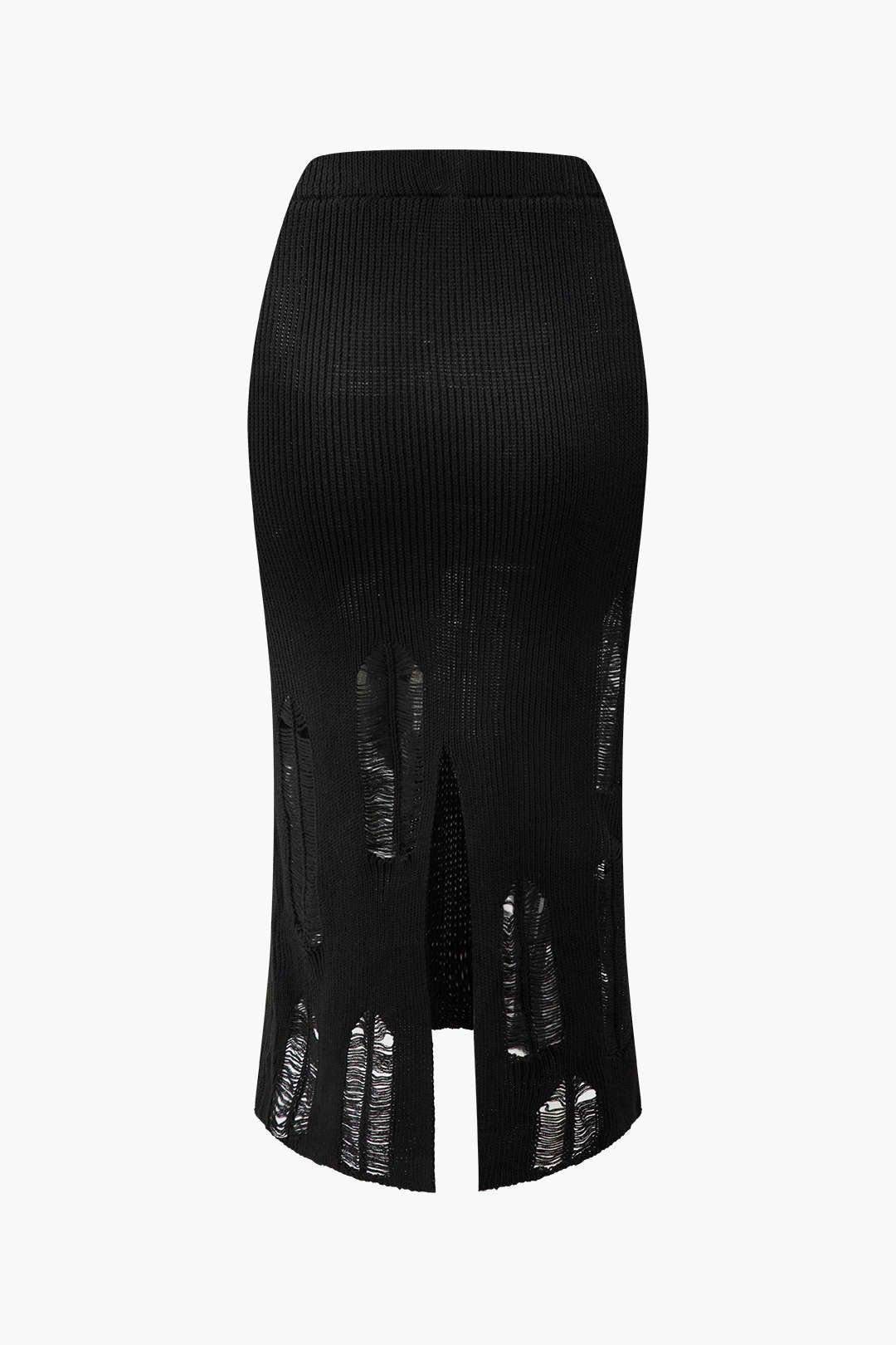 Distressed Laddered Knit Crop Tank Top And Maxi Skirt Set sold by Micas product image thumbnail 5