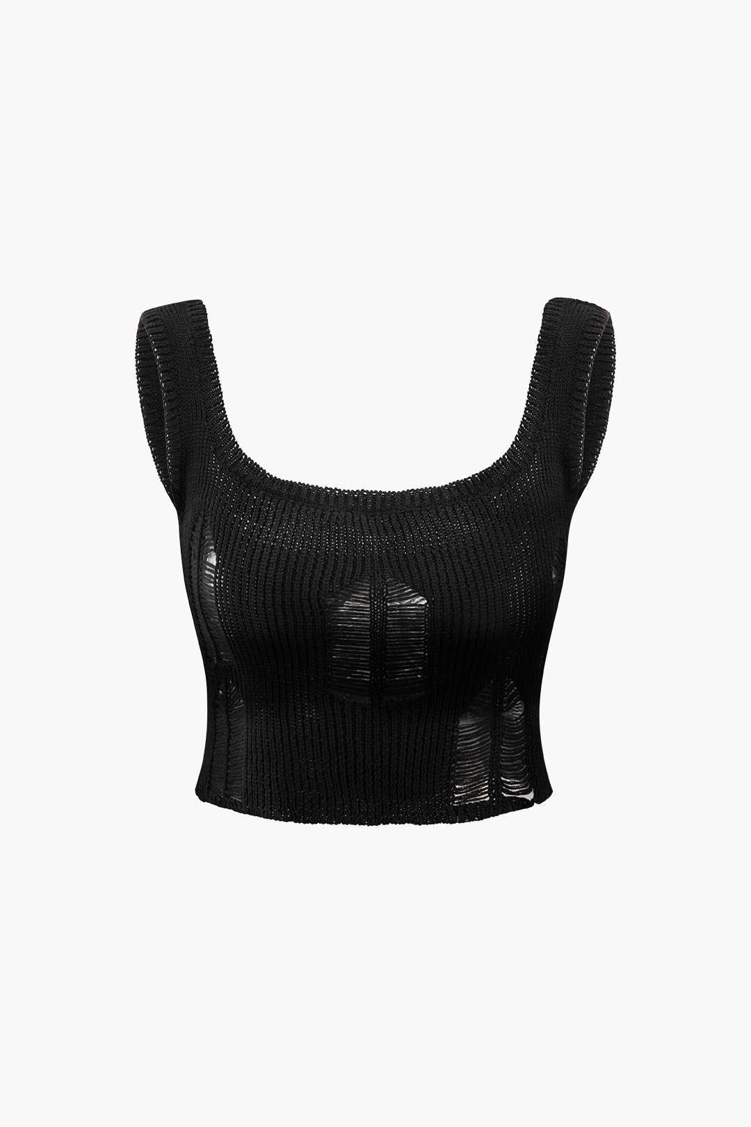 Distressed Laddered Knit Crop Tank Top And Maxi Skirt Set sold by Micas product image thumbnail 2