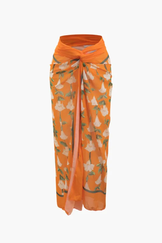 Floral Print Twist Cover-Up Skirt sold by Micas
