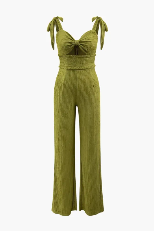 Tie Strap Knot Front Jumpsuit sold by Micas