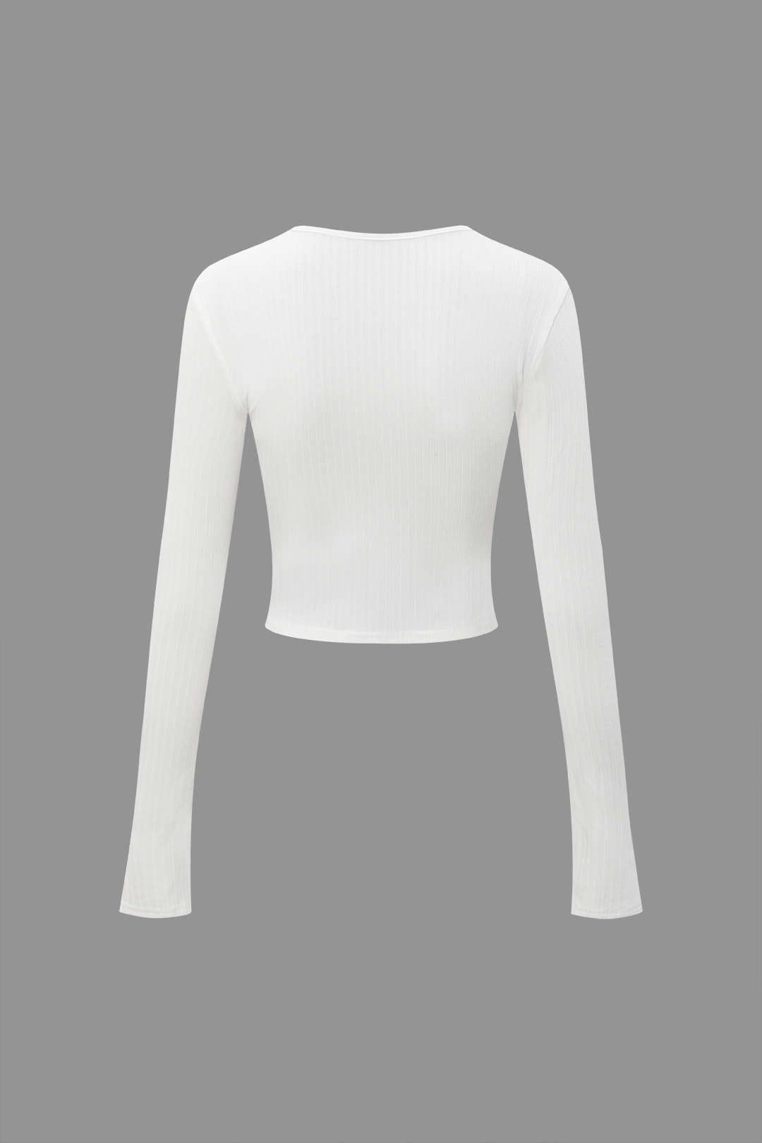 V-neck Knit Button Up Long Sleeve Crop Top sold by Micas product image thumbnail 2