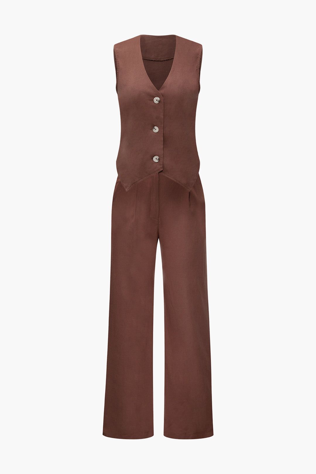 Linen V-neck Waistcoat And Suit Pants Set sold by Micas