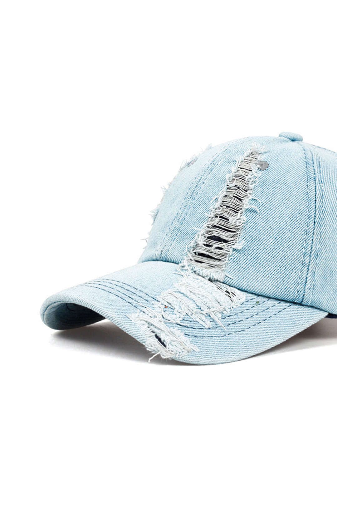 Distressed Frayed Denim Baseball Cap sold by Micas product image thumbnail 2