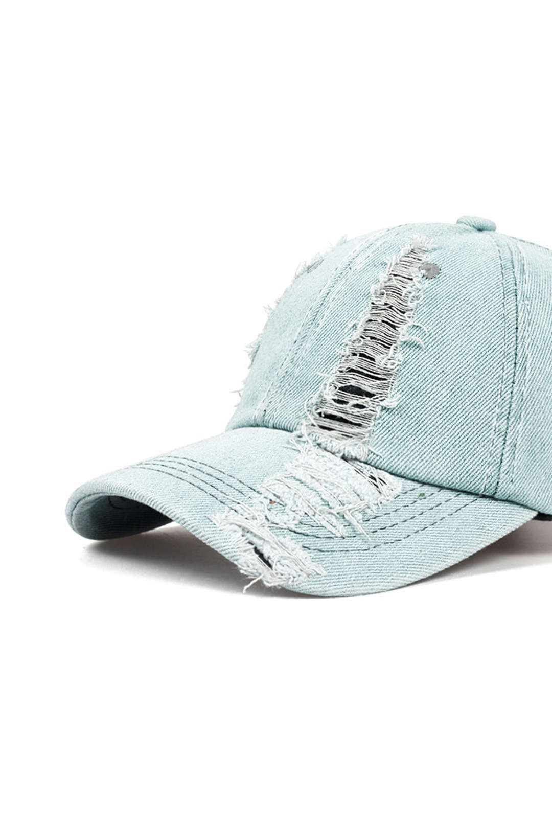 Distressed Frayed Denim Baseball Cap sold by Micas product image thumbnail 4
