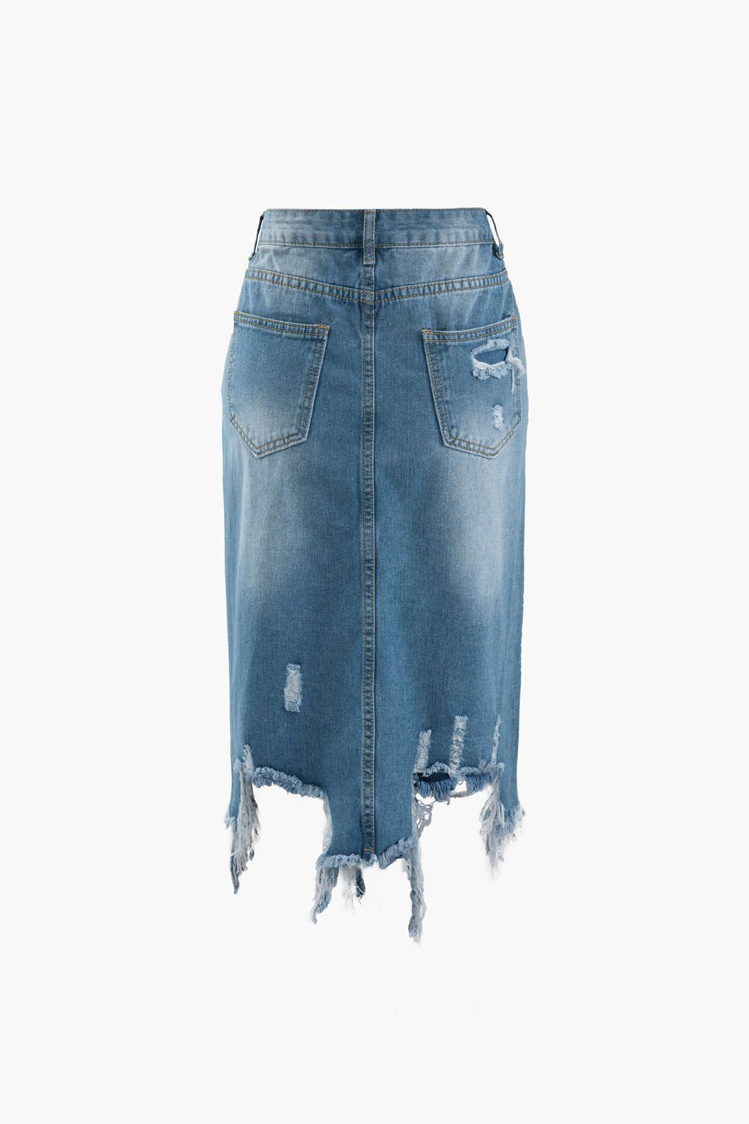 Asymmetric Destroyed Frayed Denim Skirt sold by Micas product image thumbnail 2