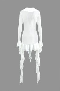 Ruffle Tie Front Long Sleeve Mini Dress sold by Micas