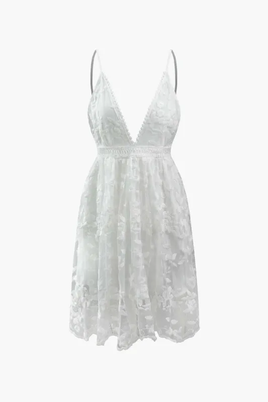 V-neck Lace Floral Mini Dress sold by Micas