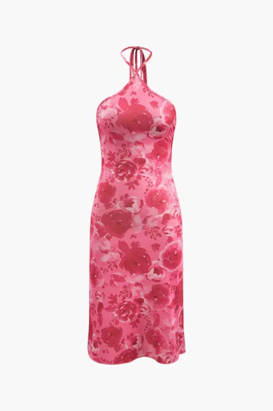 Floral Print Halter Mini Dress sold by Micas