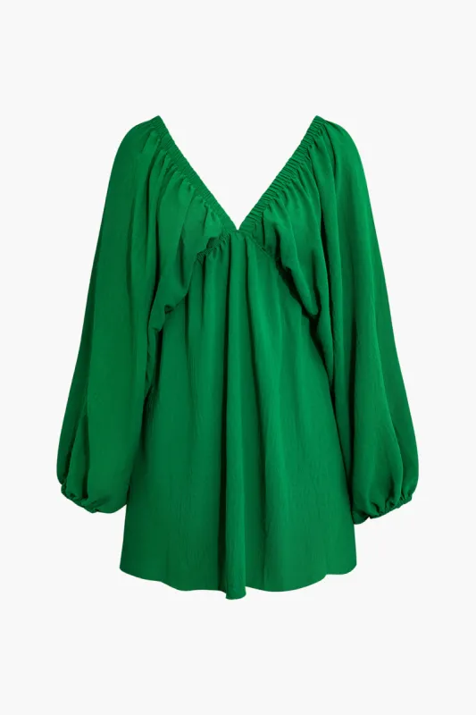 Puffed Sleeves V-Neck Mini Dress sold by Micas