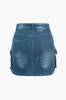 Uhyggeligt klaplomme denim nederdel sold by Micas
