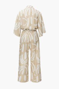Pattern Button Down Belted Wide Leg Jumpsuit sold by Micas