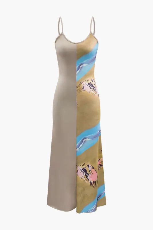 Contrast Print V-neck Maxi Dress made by Micas
