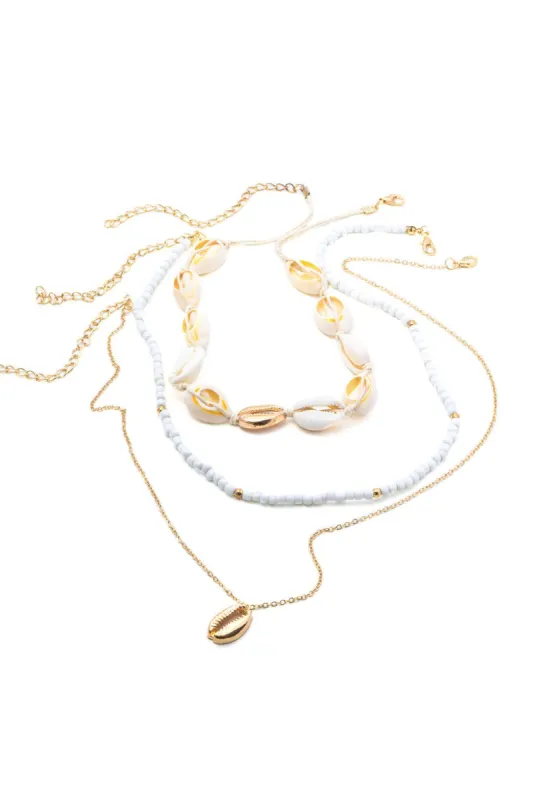 Bead & Shell Layered Necklace made by Micas