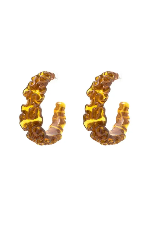 Carved Resin Hoop Earrings sold by Micas