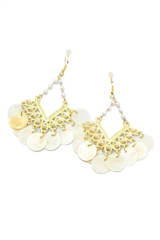 Pearl & Sequin Drop Earrings sold by Micas