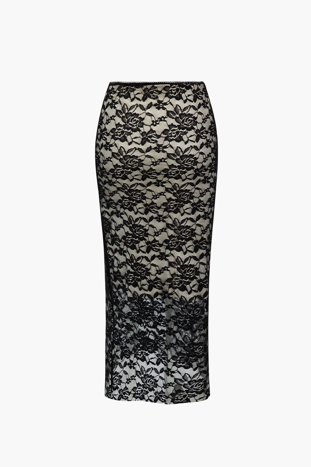 Lace Cami Top And Bodycon Midi Skirt Set sold by Micas product image thumbnail 5