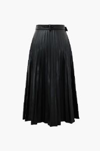 Faux Leather Pleated Midi Skirt With Belt sold by Micas