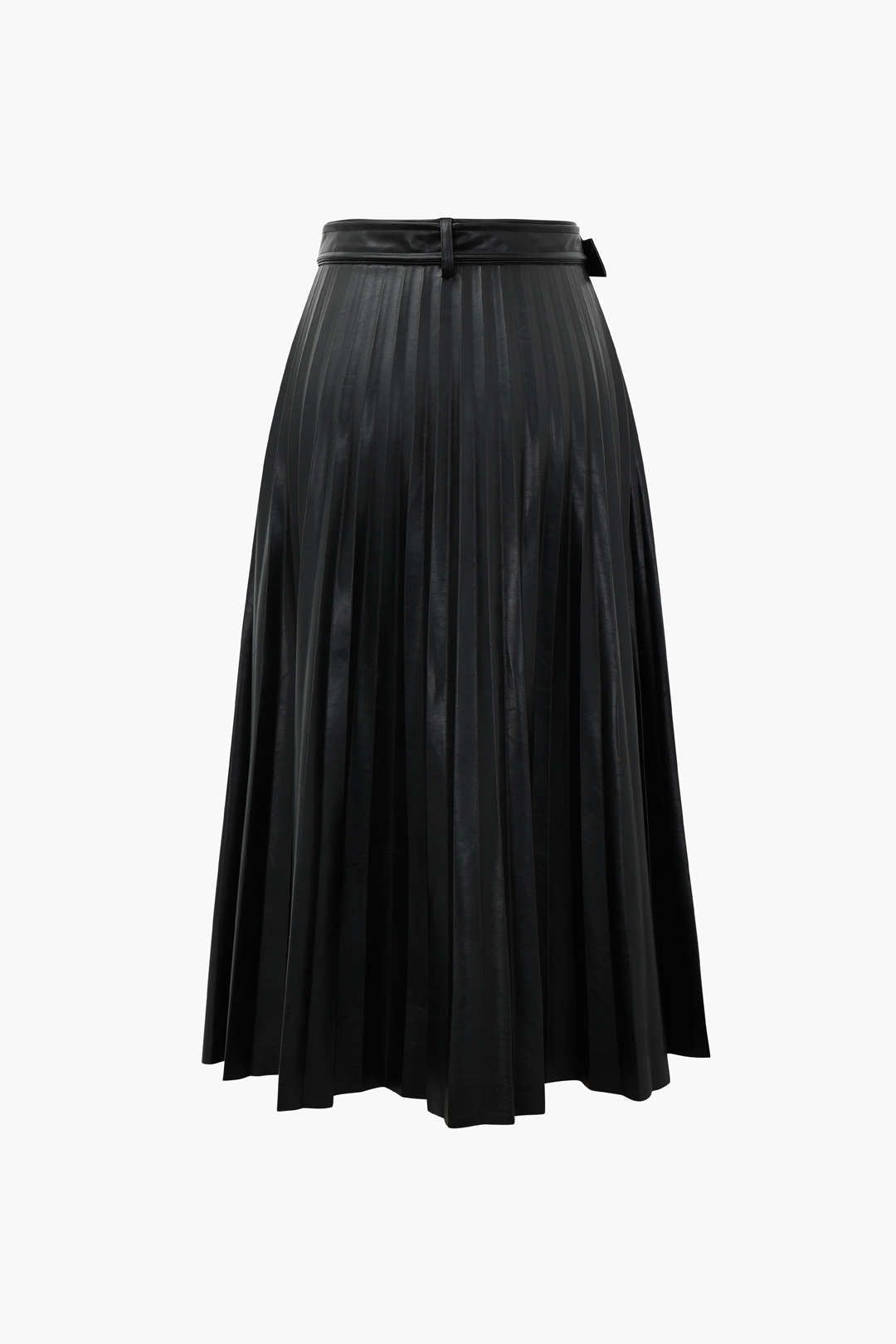Faux Leather Pleated Midi Skirt With Belt sold by Micas product image thumbnail 2