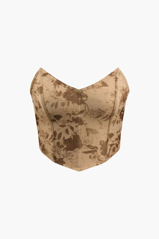 Floral Print Corset Strapless Top sold by Micas