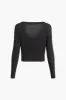 Basic Solid V-neck Long-Sleeve Top sold by Micas