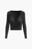 Basic Solid V-neck Long-Sleeve Top sold by Micas