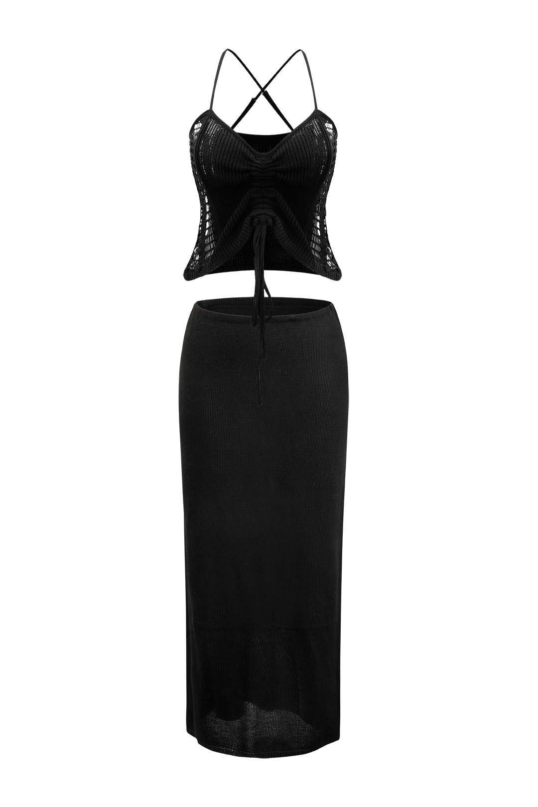 Cross Back knit Cami Top And Maxi Skirt Set sold by Micas