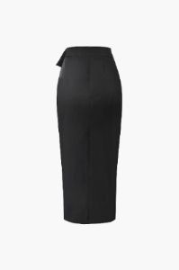 Ruffle Detail Satin Midi Skirt sold by Micas