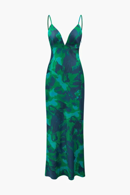 Floral Print V-neck Backless Maxi Dress sold by Micas