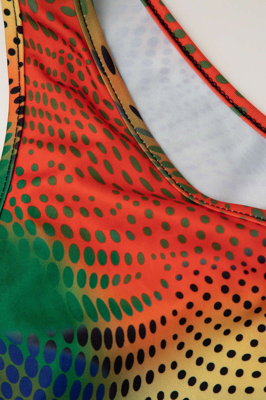 Polka Dot Print One Shoulder Top And Ruched Maxi Skirt Set sold by Micas product image thumbnail 6