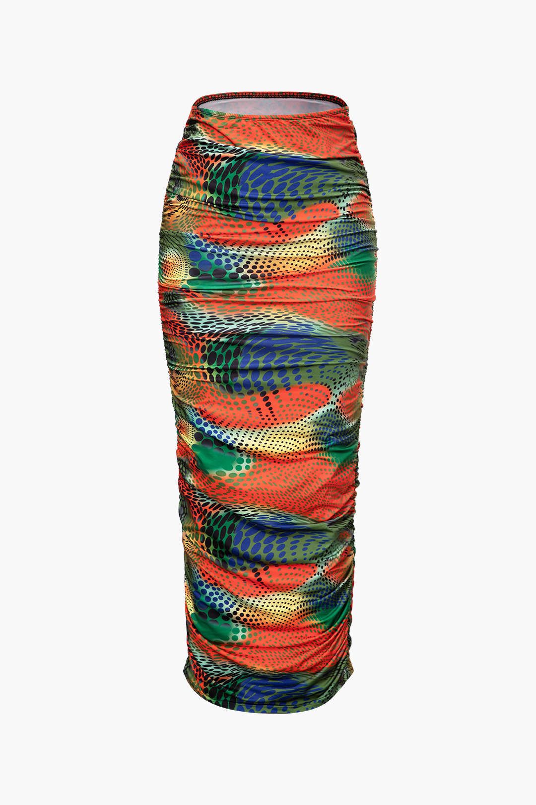 Polka Dot Print One Shoulder Top And Ruched Maxi Skirt Set sold by Micas product image thumbnail 3