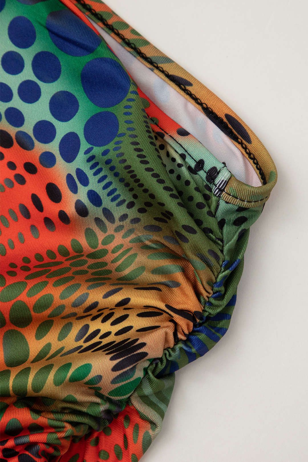 Polka Dot Print One Shoulder Top And Ruched Maxi Skirt Set sold by Micas product image thumbnail 7