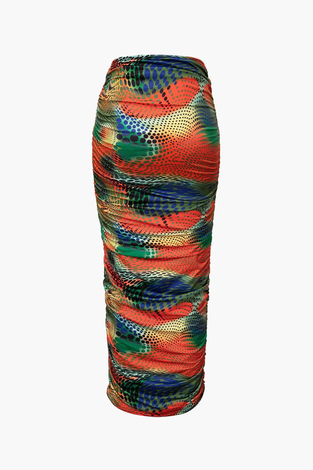 Polka Dot Print One Shoulder Top And Ruched Maxi Skirt Set sold by Micas product image thumbnail 5