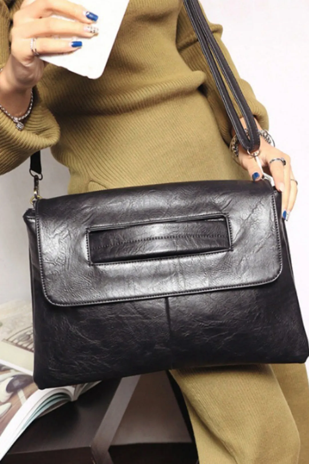 Faux Leather Tote Bag sold by Micas product image thumbnail 2