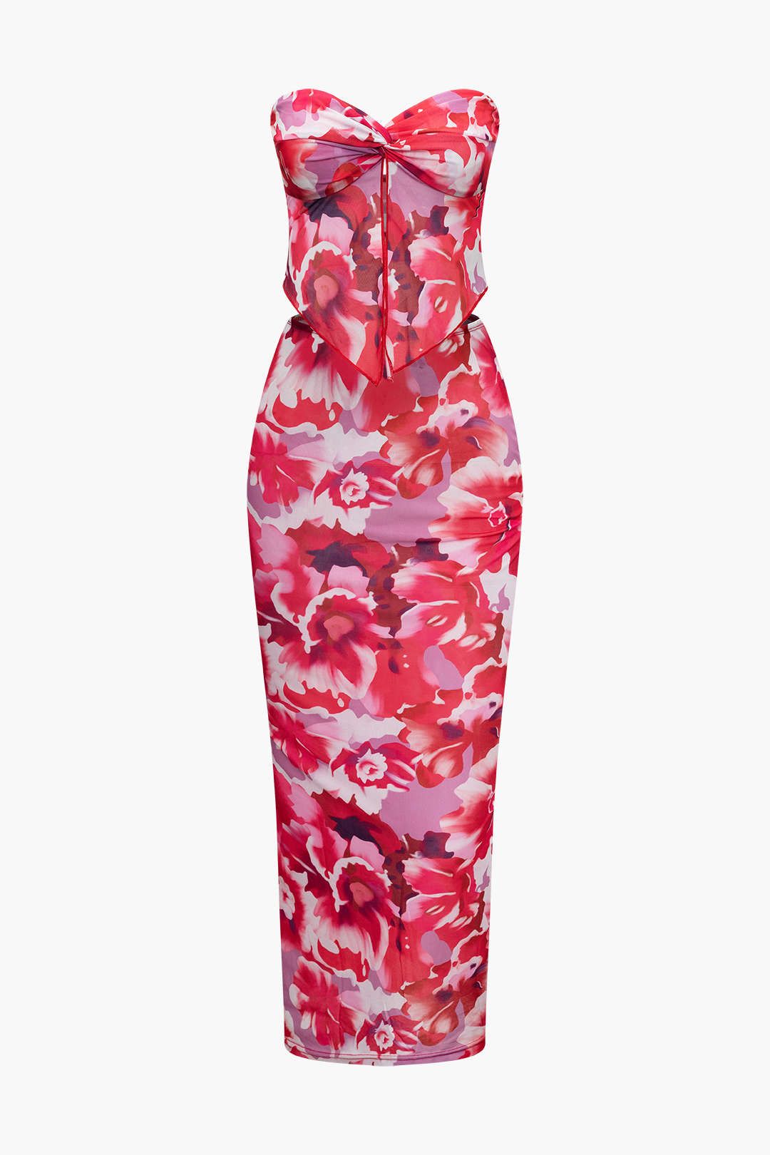 Floral Print Twist Cami Top And Midi Skirt Set sold by Micas