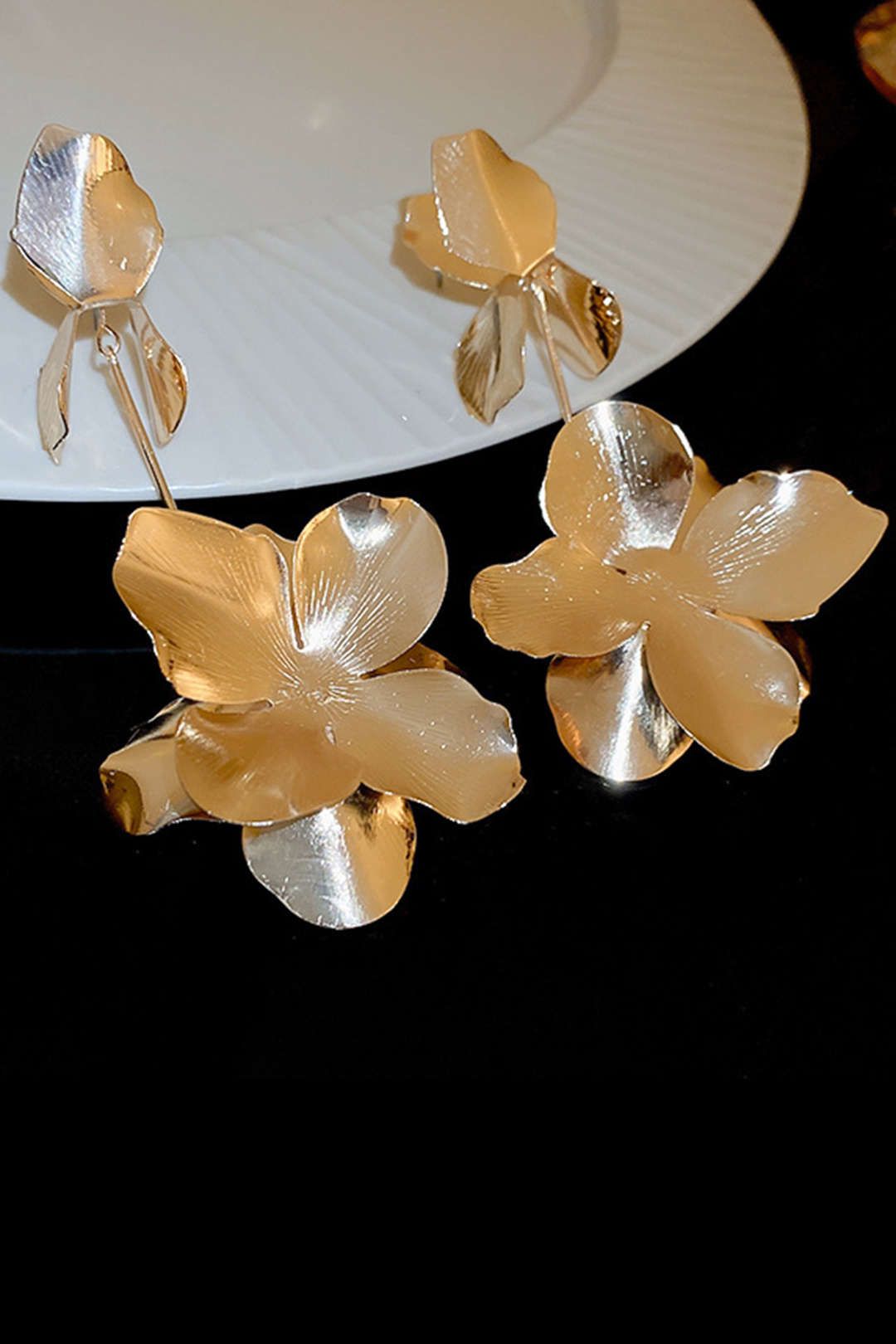 Metal Flower Drop Earrings sold by Micas