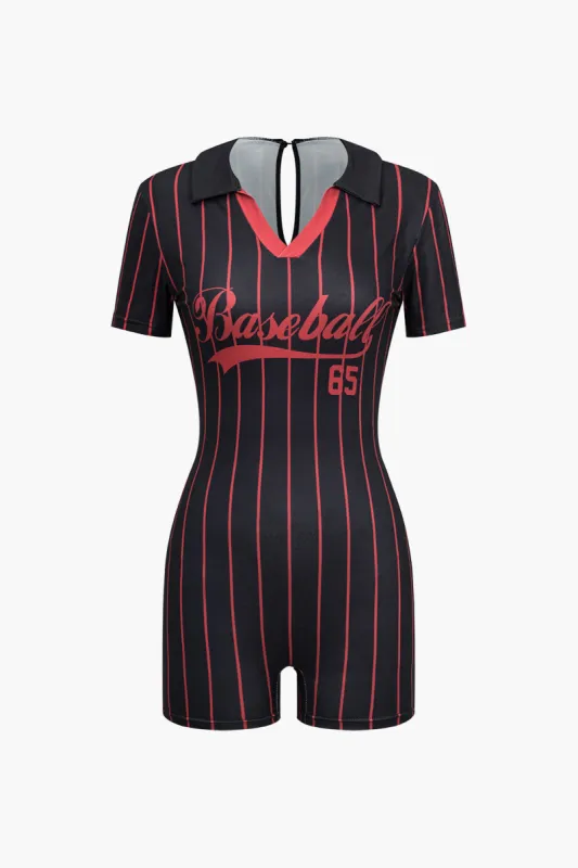 Stripe Print Letter Sportswear Romper sold by Micas