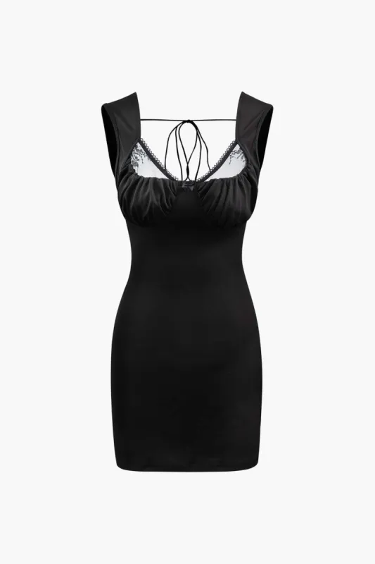 Lace Ruched Bust Backless Mini Dress sold by Micas