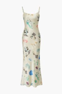 Satin Mushroom Print Maxi Slip Dress sold by Micas