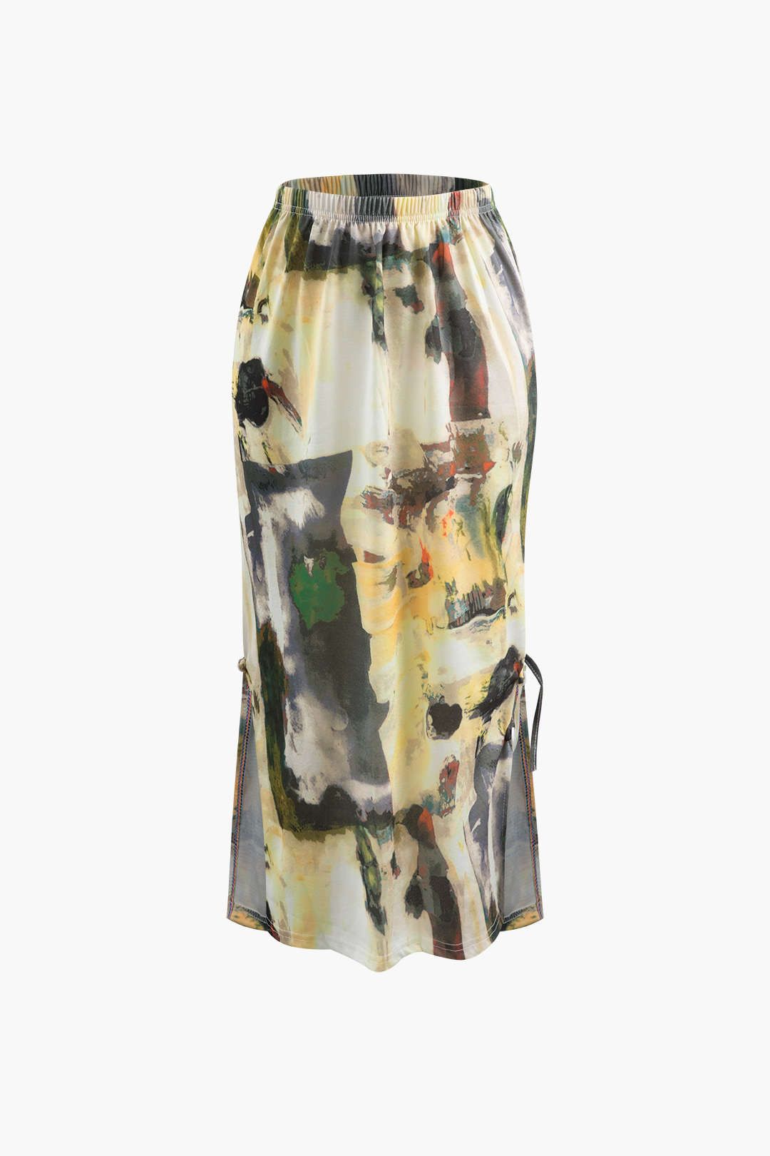 Abstract Print Slit Midi Skirt sold by Micas