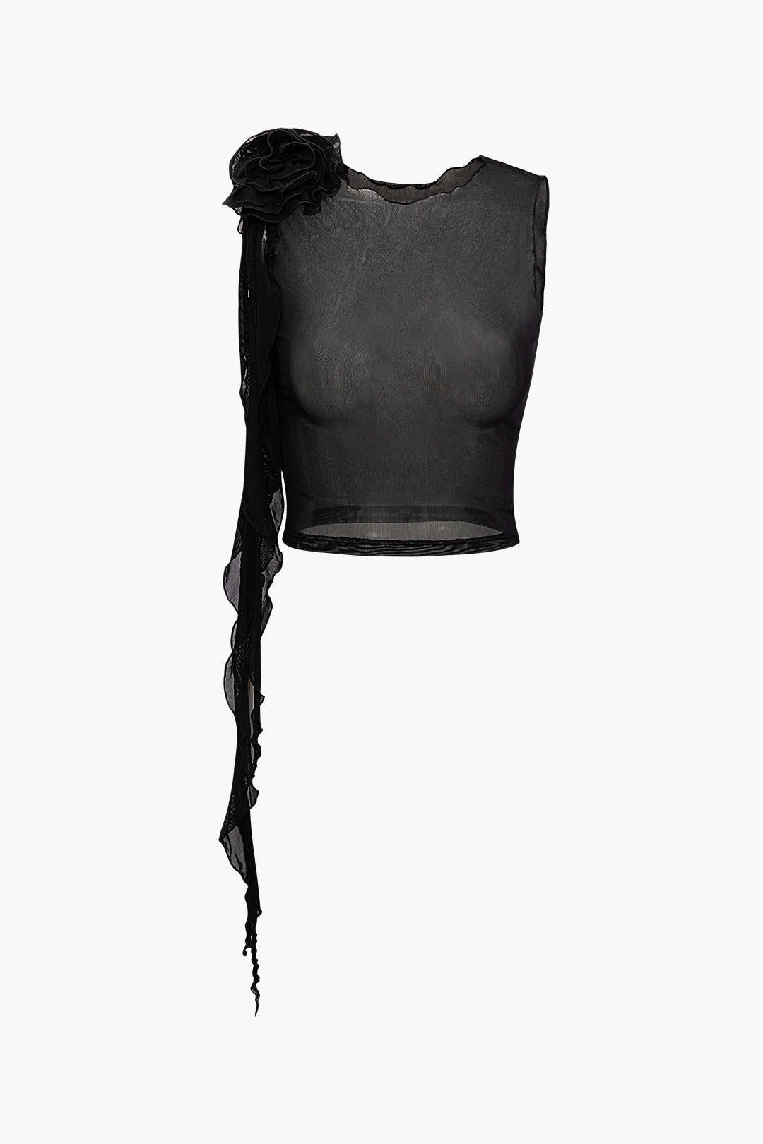 Rose Corsage Sheer Mesh Tank Top sold by Micas