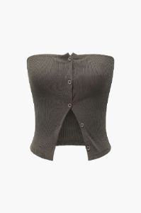 Button Up Rib-Knit Tube Top sold by Micas