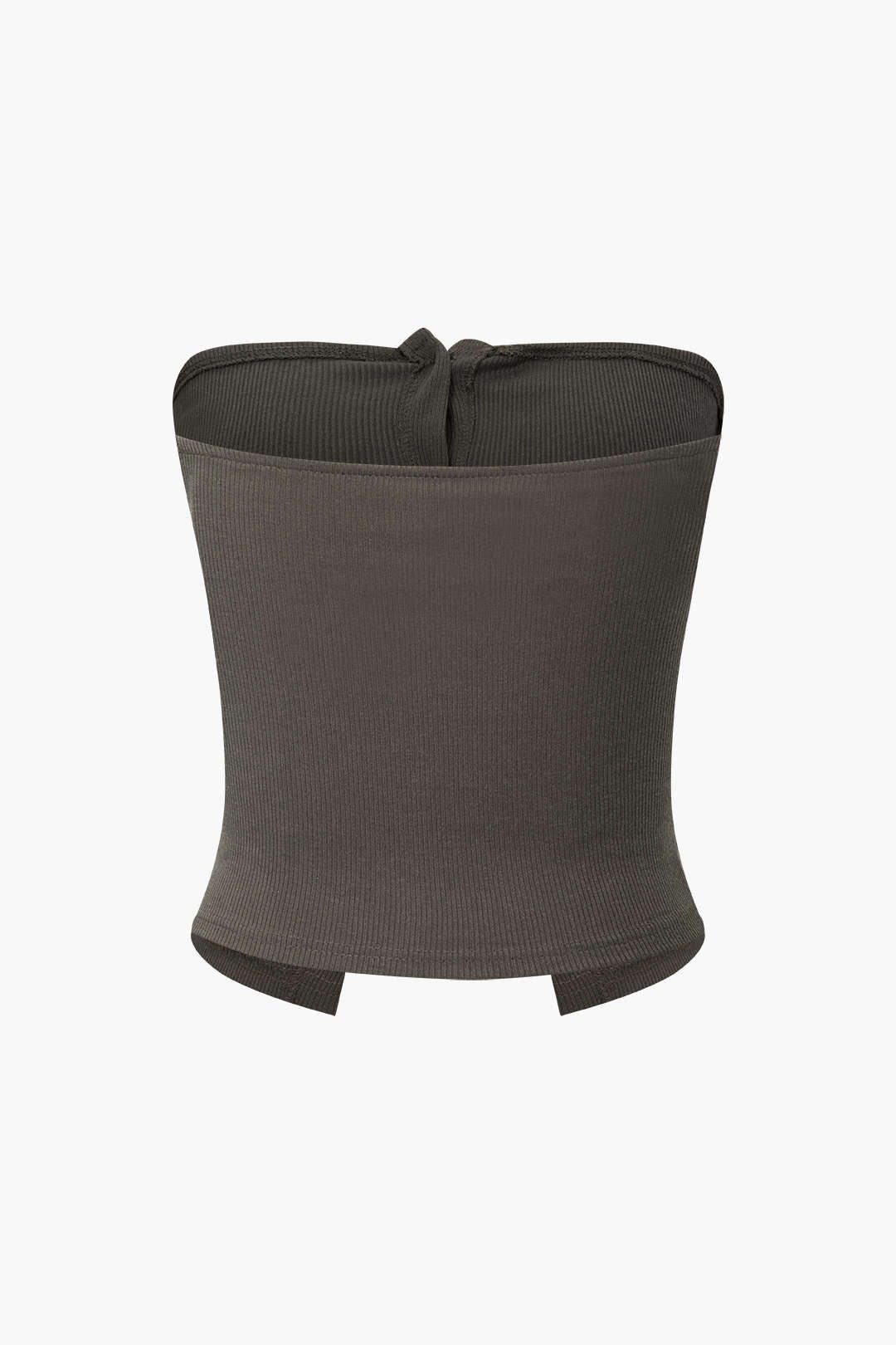 Button Up Rib-Knit Tube Top sold by Micas product image thumbnail 3